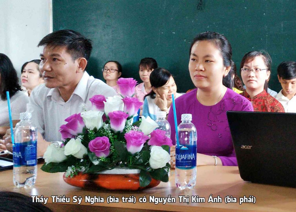 Thầy Thiều Sỹ Nghĩa (bìa trái) cô Nguyễn Thị Kim Ánh (bìa phải)