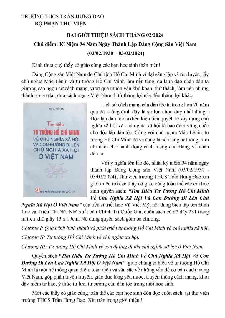 T.02.24_Giới Thiệu Sách Tìm Hiểu TT HCM Về CNXH Và Con Đường Đi Lên CNXH ở Việt Nam